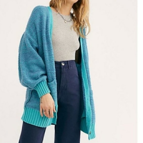 Free People Sweaters - Free People Snow Drop Blue NWT Button Cardigan XS
